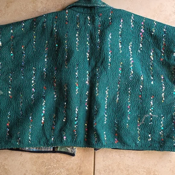 Sapana Blue and Teal Patterned Jacket - Picture 5 of 5